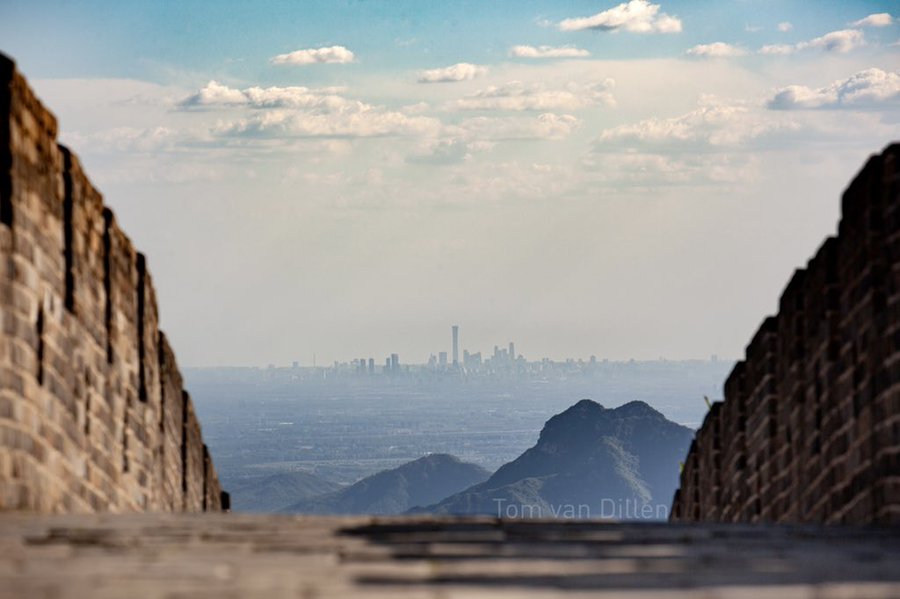 Beijing's skyline taken from the Great Wall of China