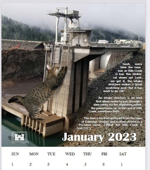 The 2023 Army Corp of Engineers Oregon District Cat Calendar is now