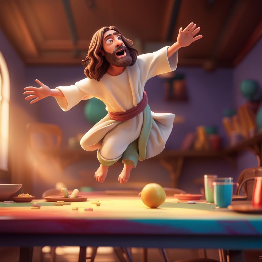 Jesus flipping over tables mltshp