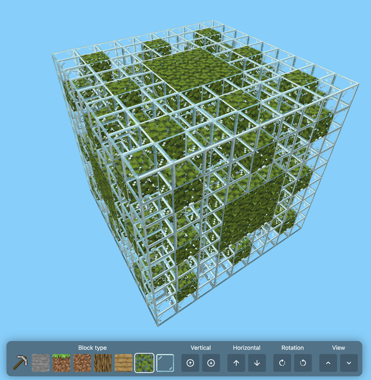 CSS Minecraft reverse Menger sponge | MLTSHP